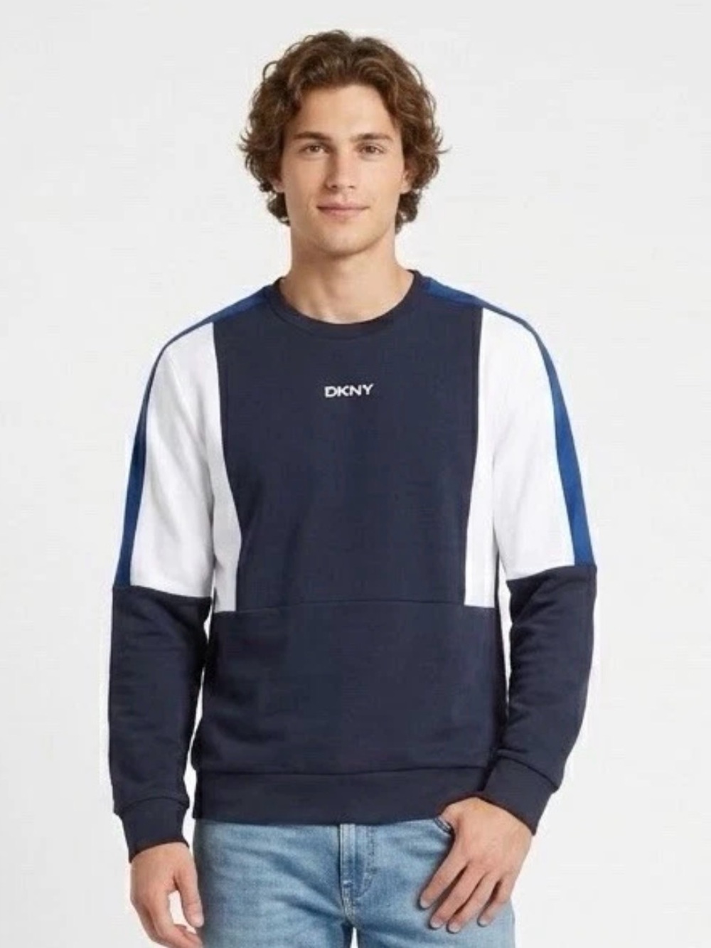 DKNY Crew Neck Pull Over Men’s Navy White Blue